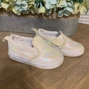 White shiny toddler Vans!